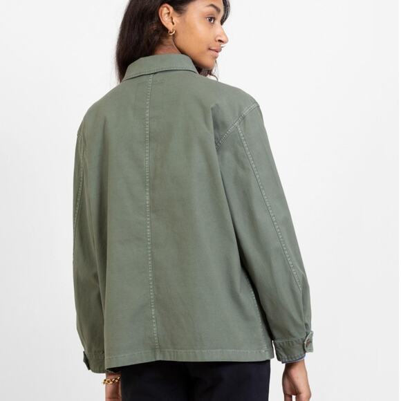 closed blix green army military button front cotton shacket jacket small new - Picture 3 of 7